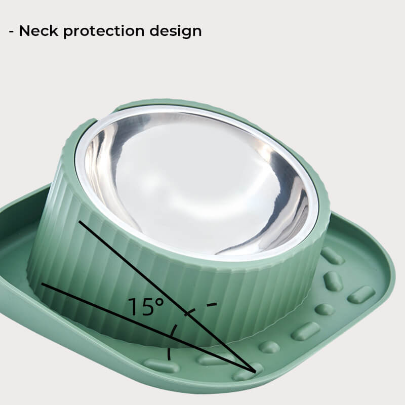 Cuenco de alimentación antiderrame con protector de cuello para mascotas