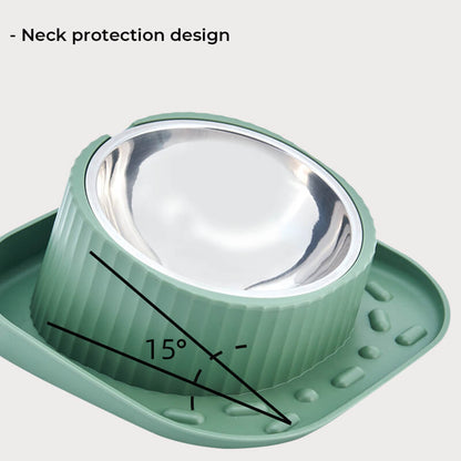 Cuenco de alimentación antiderrame con protector de cuello para mascotas