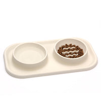 Beige/Silicone Double Bowl