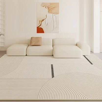 Alfombra Minimalista Moderna de Cachemira con Rayas Crema - KNICHE