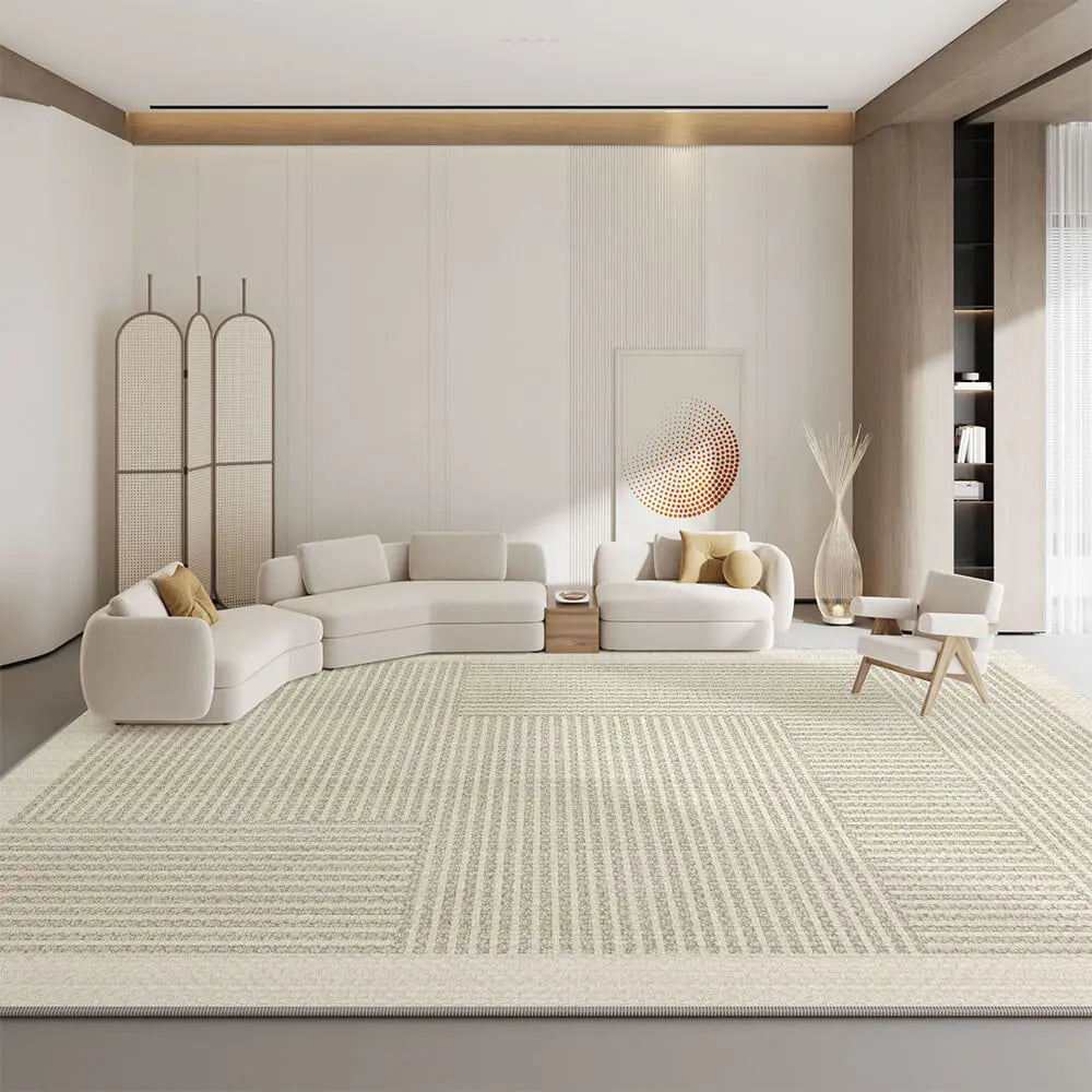 Alfombra Minimalista Moderna de Cachemira con Rayas Crema - KNICHE