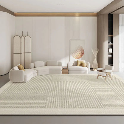 Alfombra Minimalista Moderna de Cachemira con Rayas Crema - KNICHE
