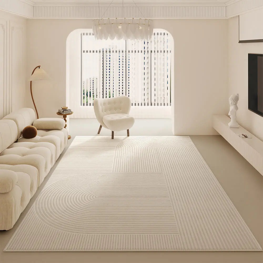 Alfombra Minimalista Moderna de Cachemira con Rayas Crema - KNICHE
