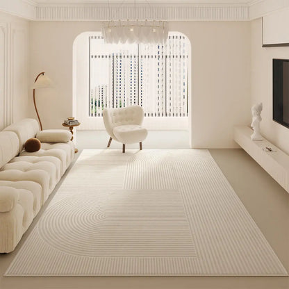 Alfombra Minimalista Moderna de Cachemira con Rayas Crema - KNICHE