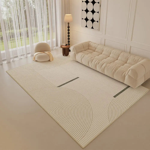 Alfombra Minimalista Moderna de Cachemira con Rayas Crema - KNICHE