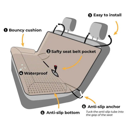 Asiento de Coche para Perros Grandes con Cojines de Viaje y Seguridad para el Asiento Trasero – Chessboard Lounge - KNICHE