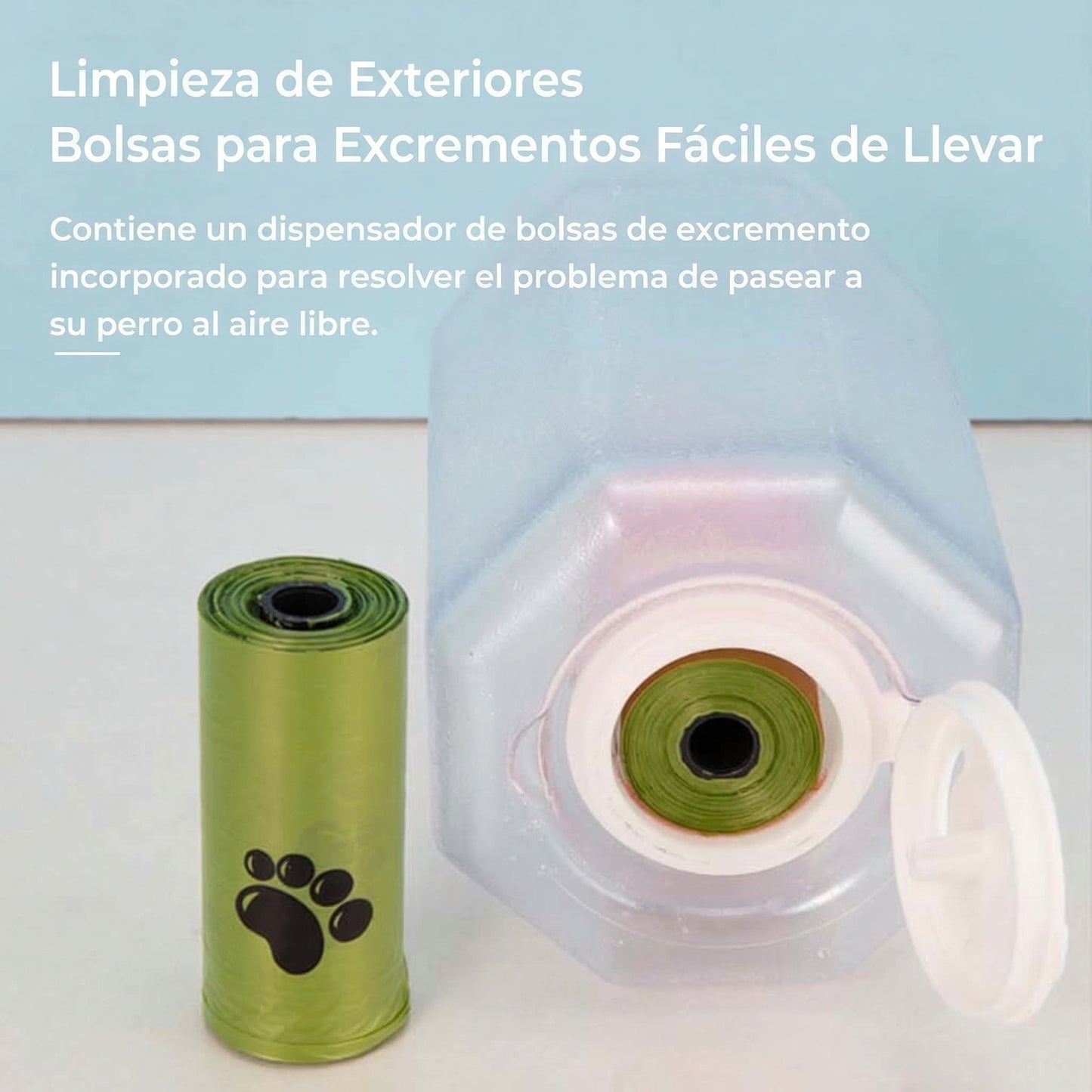 Botella de Agua Portátil Multifuncional 3 en 1 para Paseos con Perros