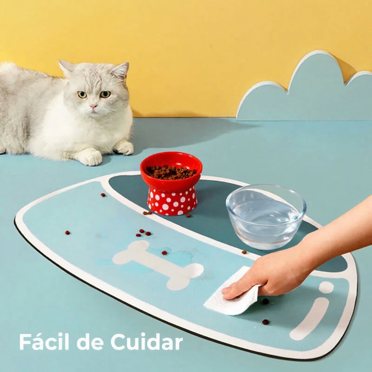 Alfombrilla absorbente de secado rápido y antideslizante para alimentación de mascotas