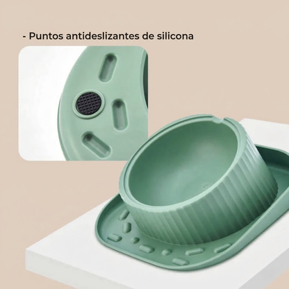 Cuenco de alimentación antiderrame con protector de cuello para mascotas
