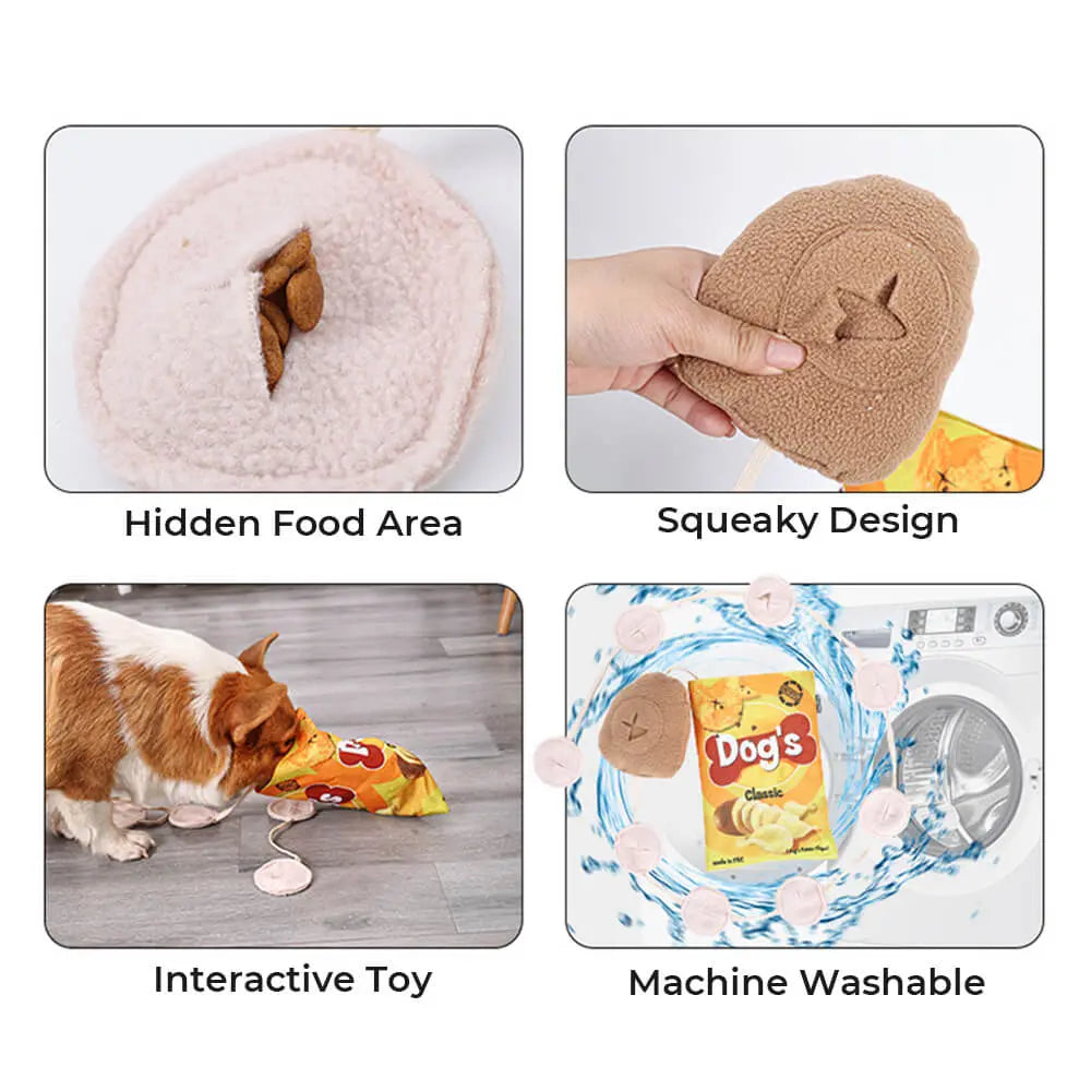 Patatas Fritas Interactivas con Chirrido y Alfombra Olfativa de Comedero Lento - KNICHE