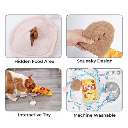 Patatas Fritas Interactivas con Chirrido y Alfombra Olfativa de Comedero Lento - KNICHE