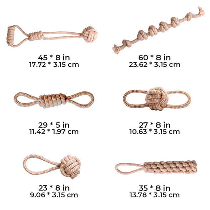 Set de Juguetes para Perros – Cuerda de Lino y Algodón para Masticar, Interactiva y de Limpieza Dental - KNICHE