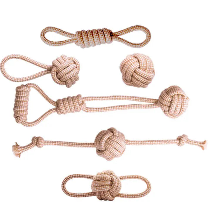 Set de Juguetes para Perros – Cuerda de Lino y Algodón para Masticar, Interactiva y de Limpieza Dental - KNICHE