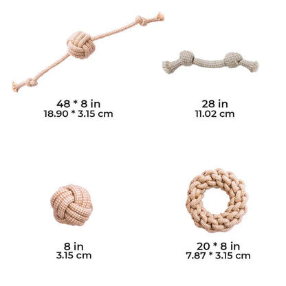 Set de Juguetes para Perros – Cuerda de Lino y Algodón para Masticar, Interactiva y de Limpieza Dental - KNICHE